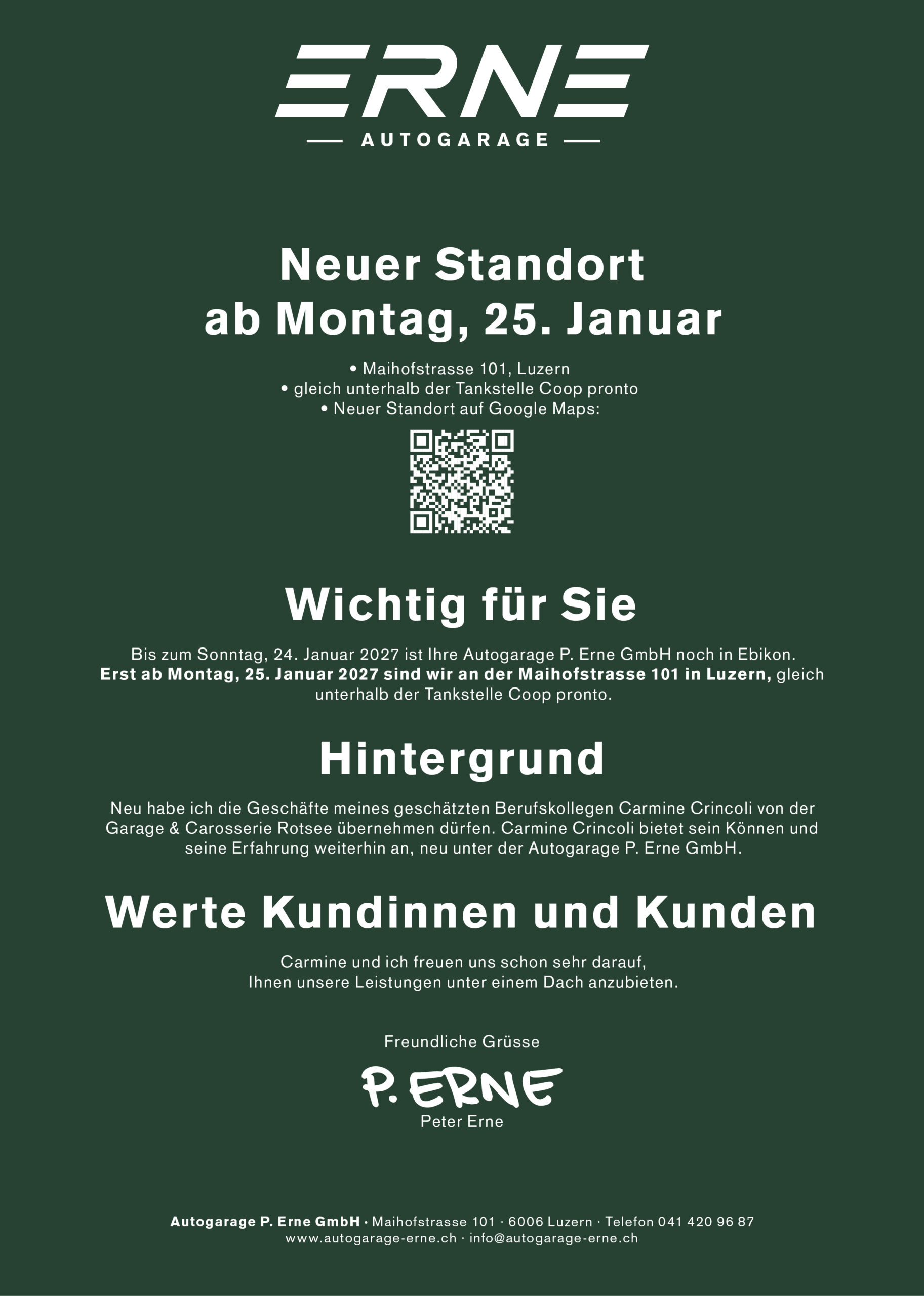 neuer Standort ab 25. Januar 2027